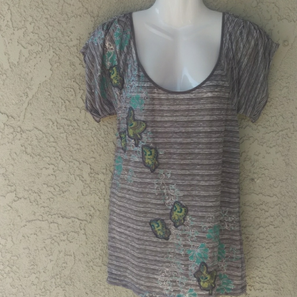 Free people butterflies striped floral top